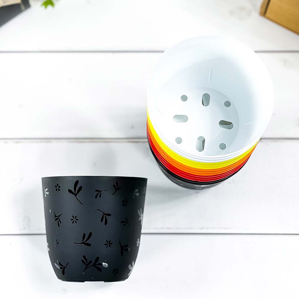 インテリアプラ鉢 カラフルリーフ 3.5号 15個セット 直径9.2×高さ8.5cm 鉢 植木鉢 プランター プラ鉢 ポット