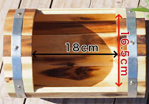 ベトナム製 アカシア 木製植木鉢 ラウンドウッドプランター JAN4989372399195